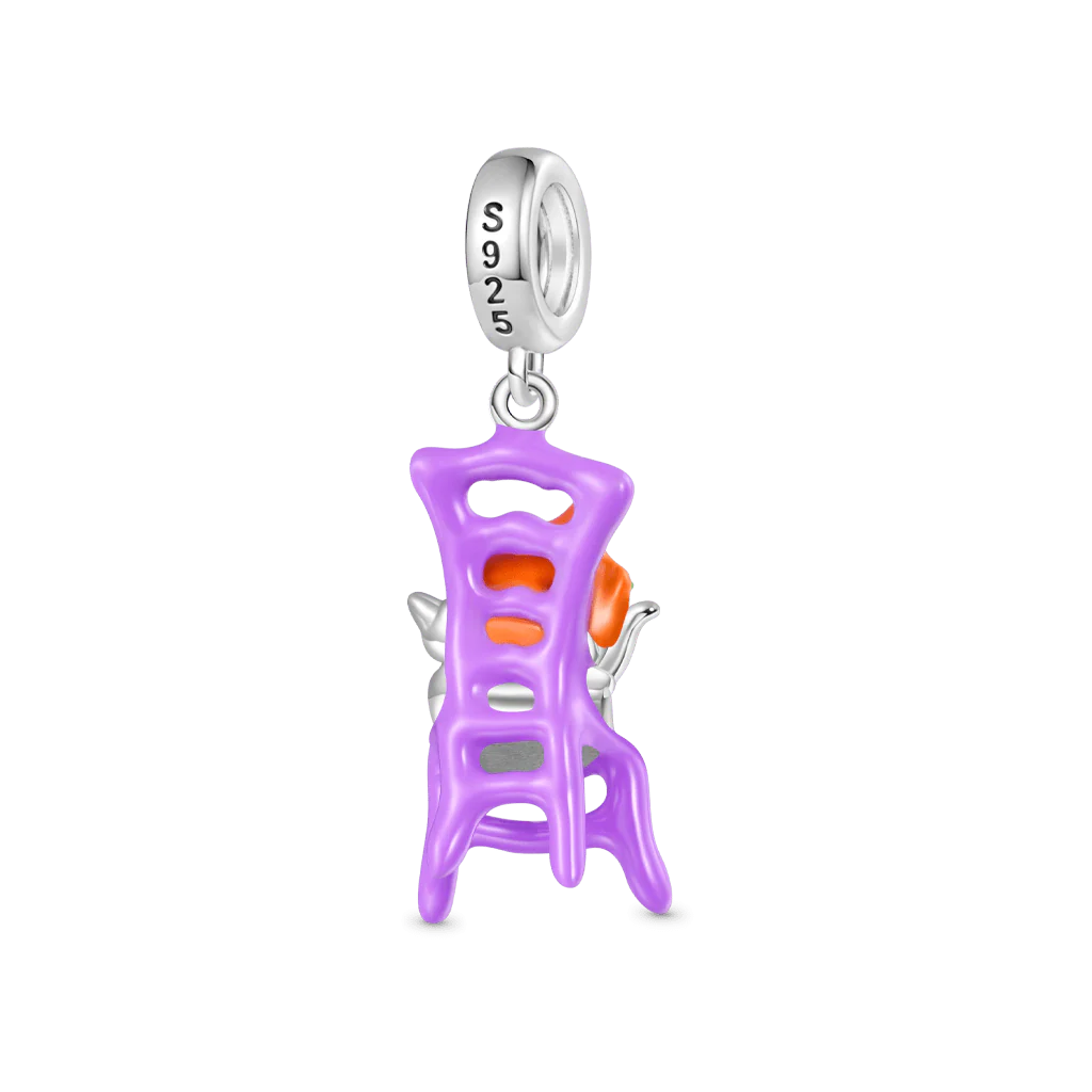 Gnoce Halloween Chair Glow-in-the-Dark Cat Charm Platinum-plated Silver Blend - Image 3