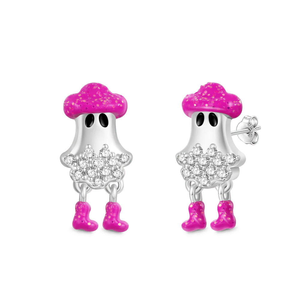 Gnoce Cowboy Ghost Stud Earrings Platinum-plated Silver Blend