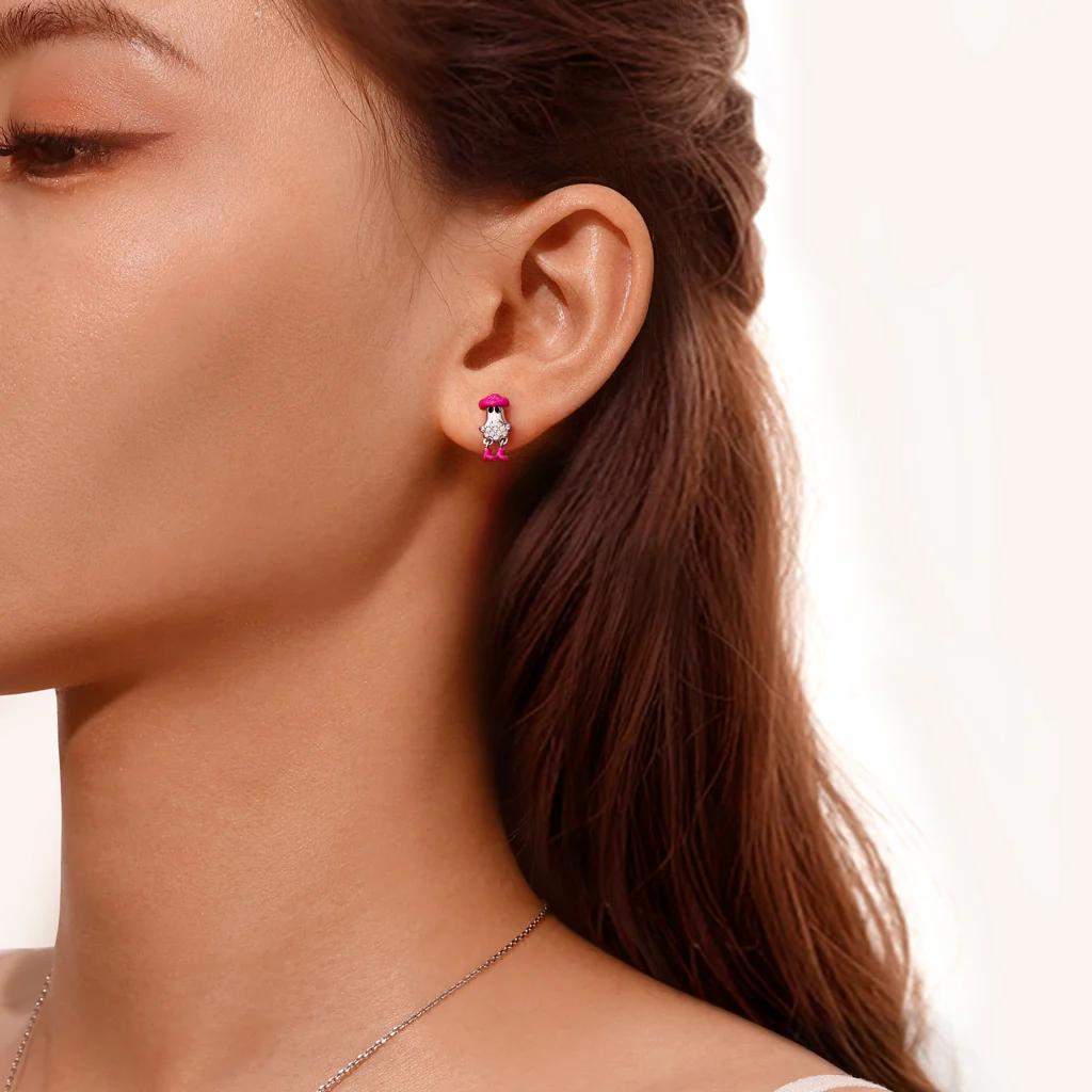 Gnoce Cowboy Ghost Stud Earrings Platinum-plated Silver Blend - Image 4
