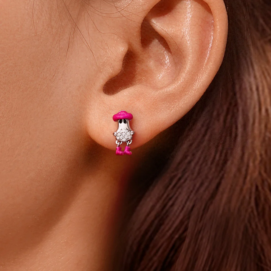 Gnoce Cowboy Ghost Stud Earrings Platinum-plated Silver Blend - Image 5