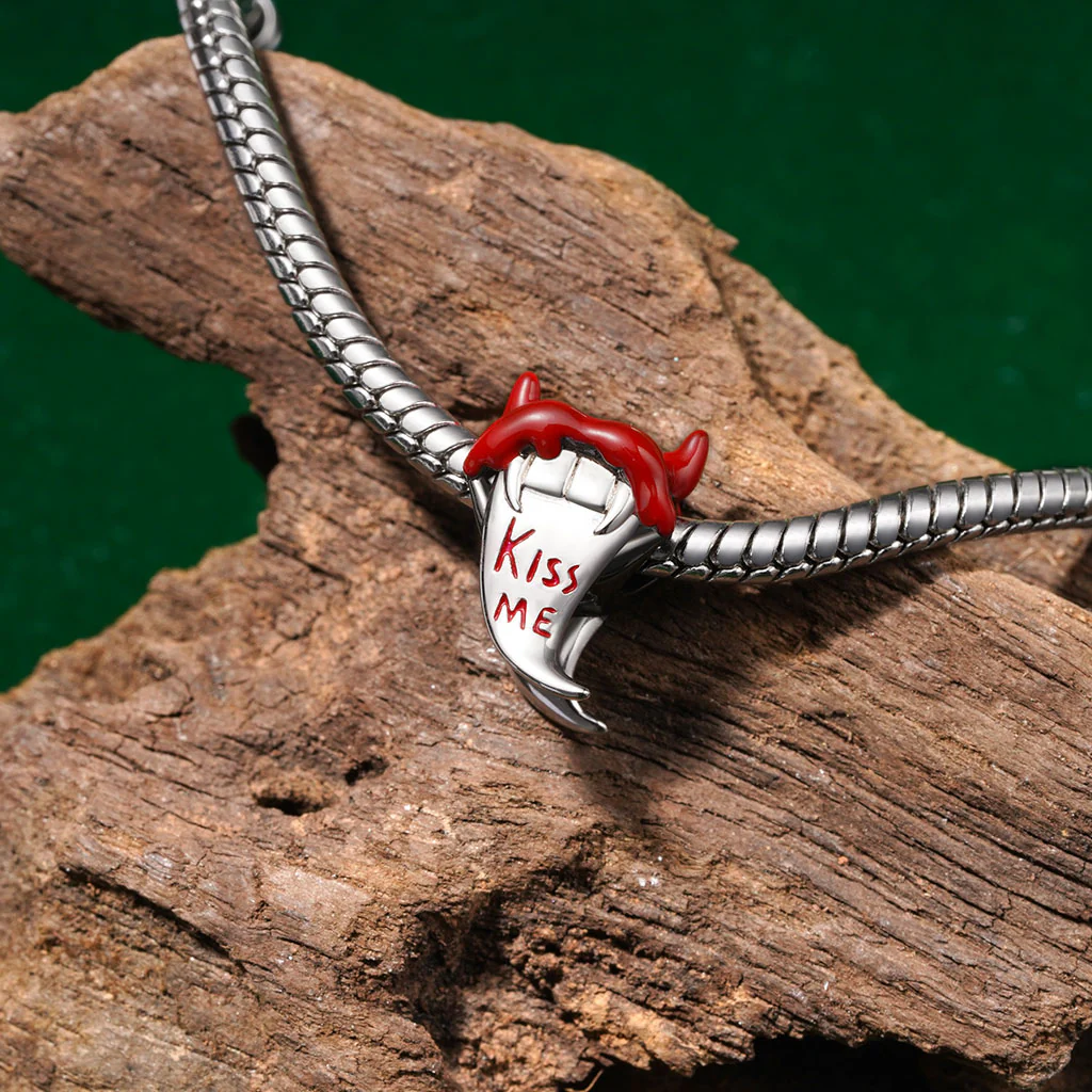 Gnoce Halloween Devil Fang Tongue Charm Platinum-plated Silver Blend - Image 3