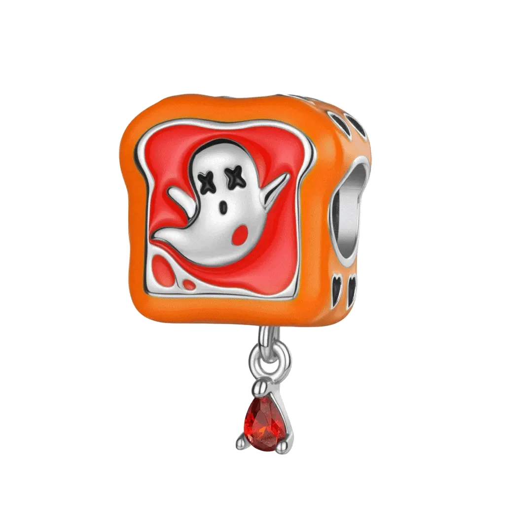 Gnoce Ghost Toast Glow-in-the-Dark Charm Platinum-plated Silver Blend