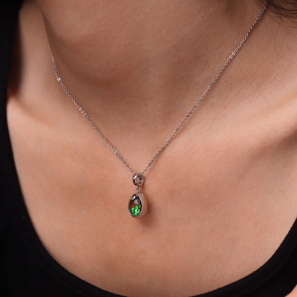 Gnoce Landscape Egg Glow-in-the-Dark Charm Platinum-plated Silver Blend - Image 6