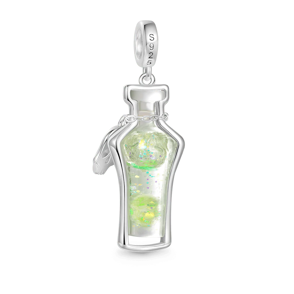 Gnoce Halloween Poison Glow-in-the-Dark Glass Bottle Charm Platinum-plated Silver Blend - Image 3