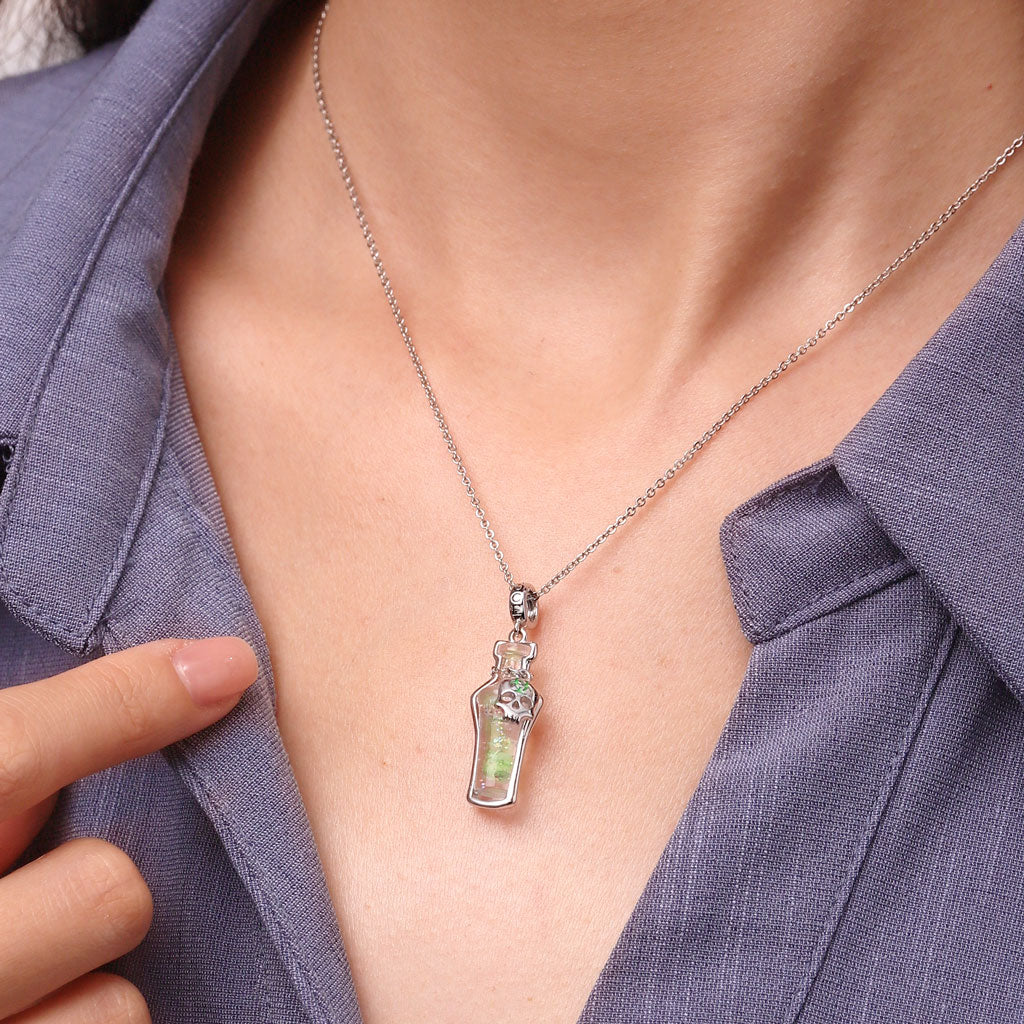 Gnoce Halloween Poison Glow-in-the-Dark Glass Bottle Charm Platinum-plated Silver Blend - Image 6