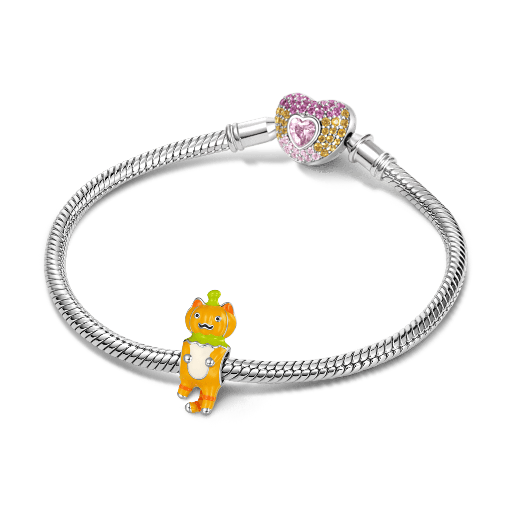 Gnoce Pumpkin Cat Charm Platinum-plated Silver Blend - Image 3