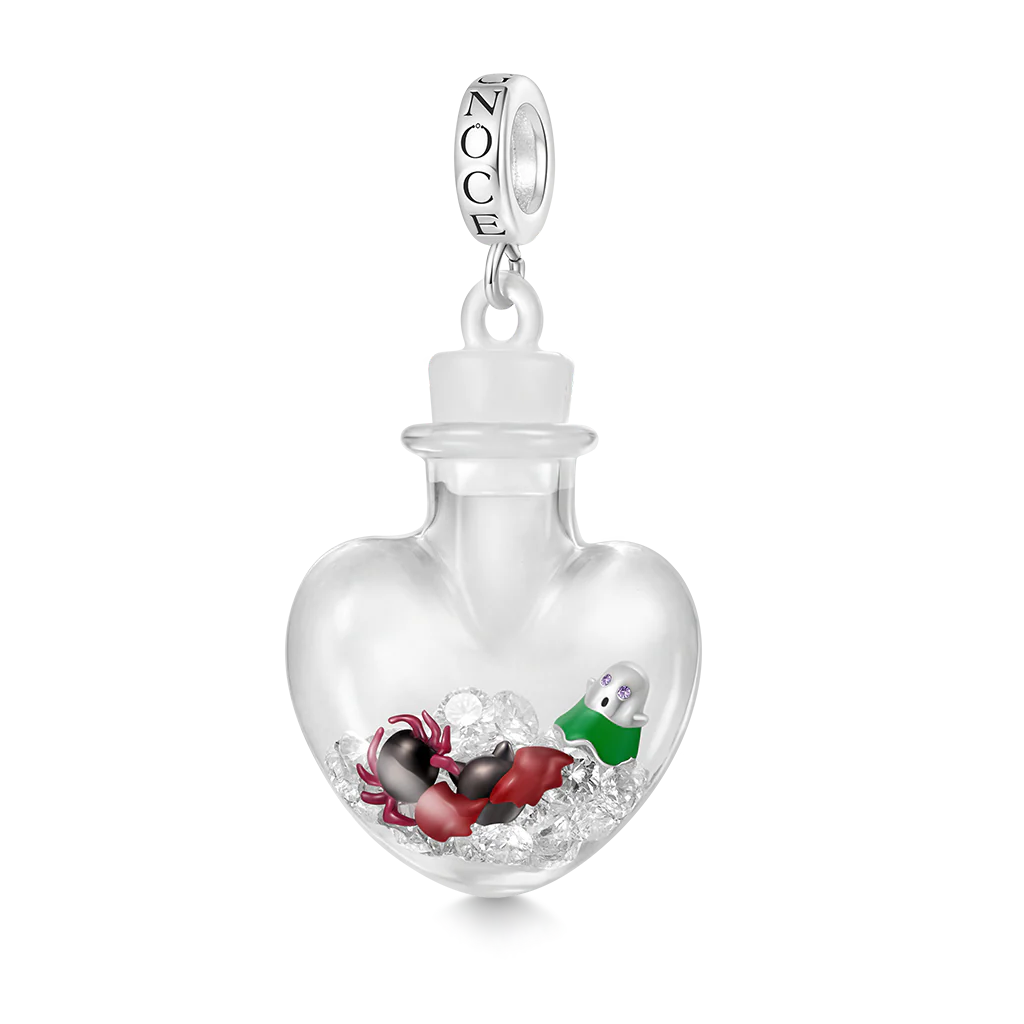 Gnoce Quicksand Love Bottle Charm Platinum-plated Silver Blend