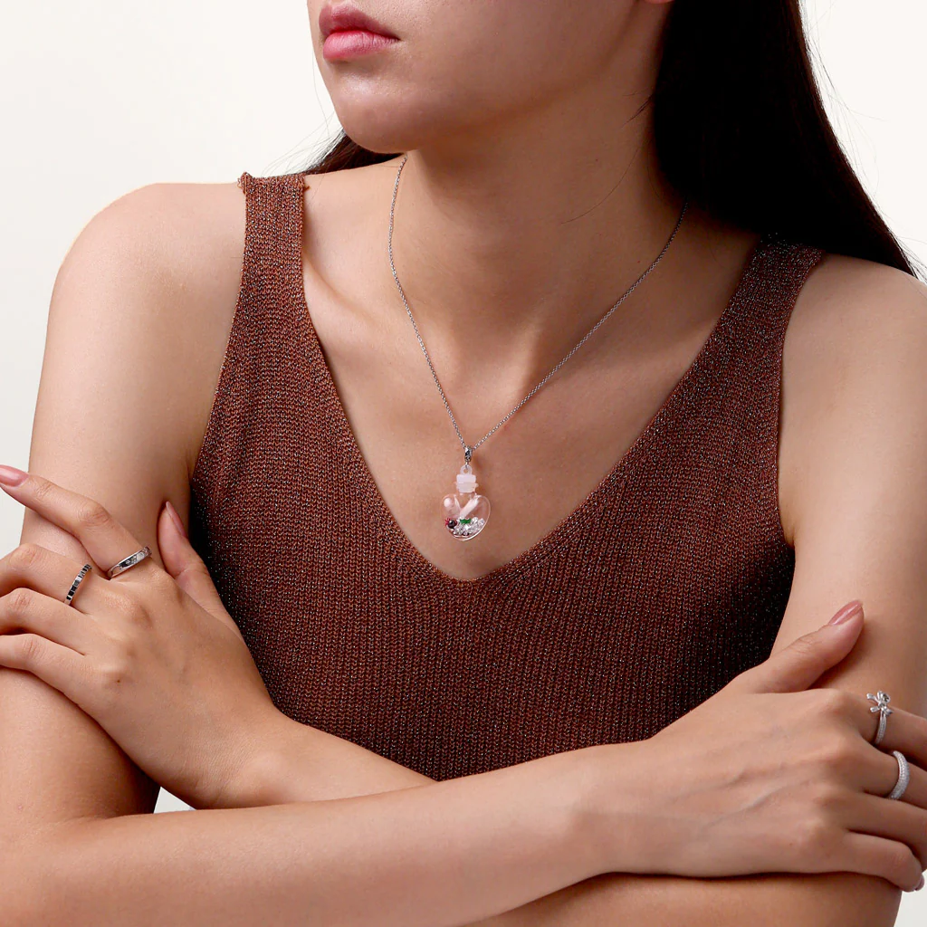 Gnoce Quicksand Love Bottle Charm Platinum-plated Silver Blend - Image 4