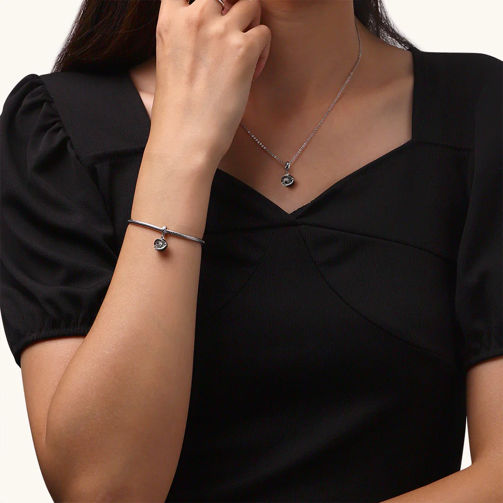 Gnoce Rotatable Devil Eye Charm Platinum-plated Silver Blend - Image 5