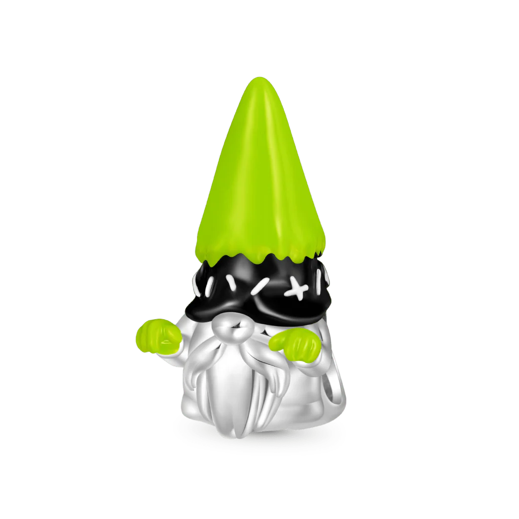 Gnoce Halloween Zombie Gnome Charm Platinum-plated Silver Blend