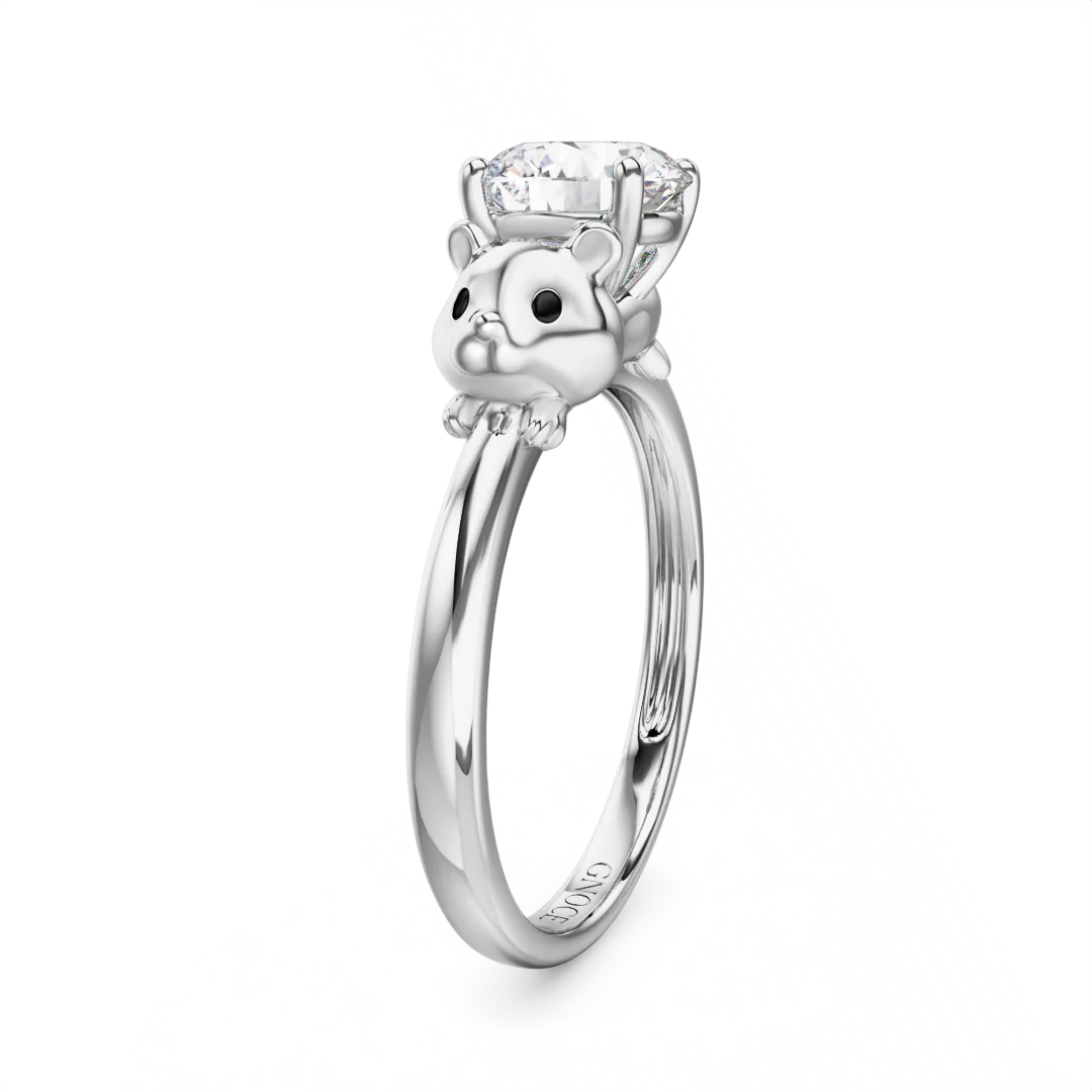 Gnoce Hamster Embraces Moissanite Ring Platinum-plated Silver Blend - Image 4