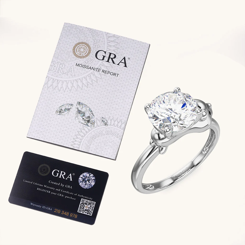 Gnoce Hamster Embraces Moissanite Ring Platinum-plated Silver Blend - Image 6