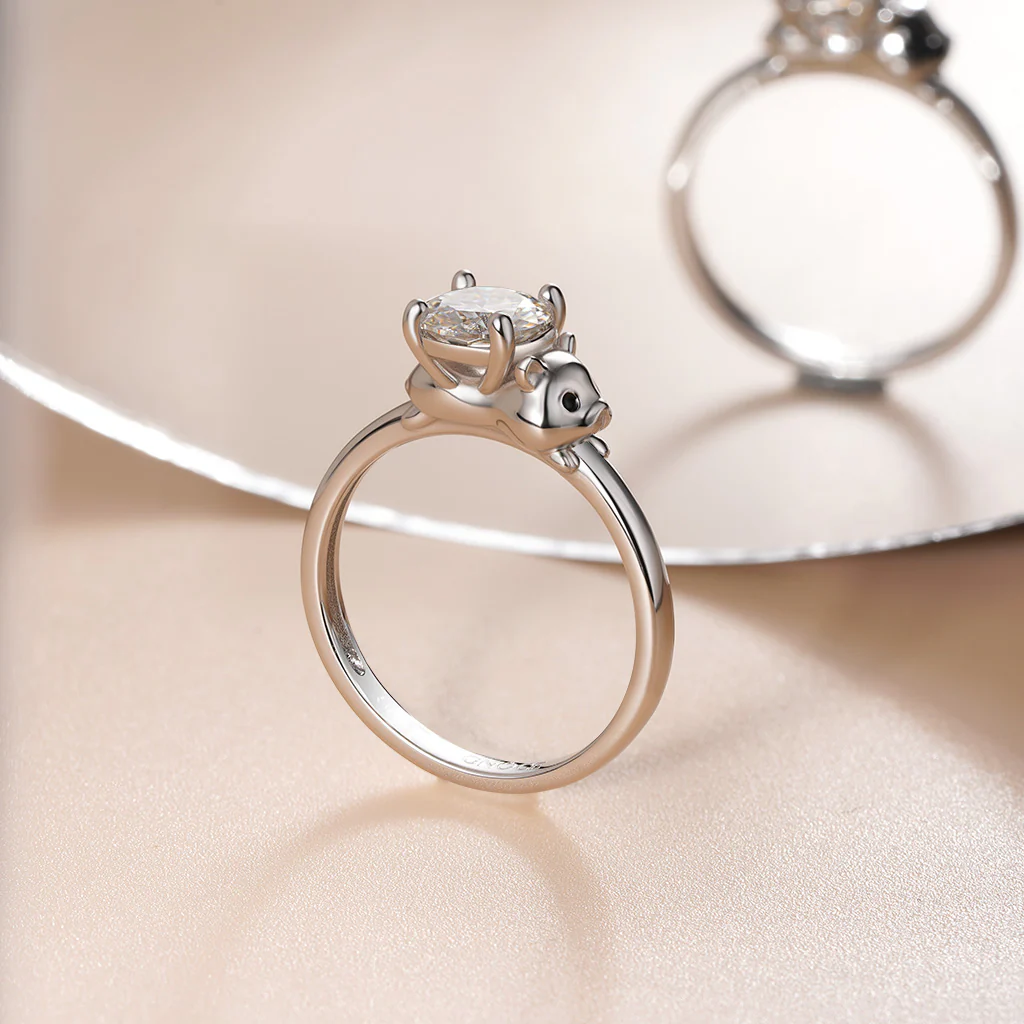 Gnoce Hamster Embraces Moissanite Ring Platinum-plated Silver Blend - Image 7