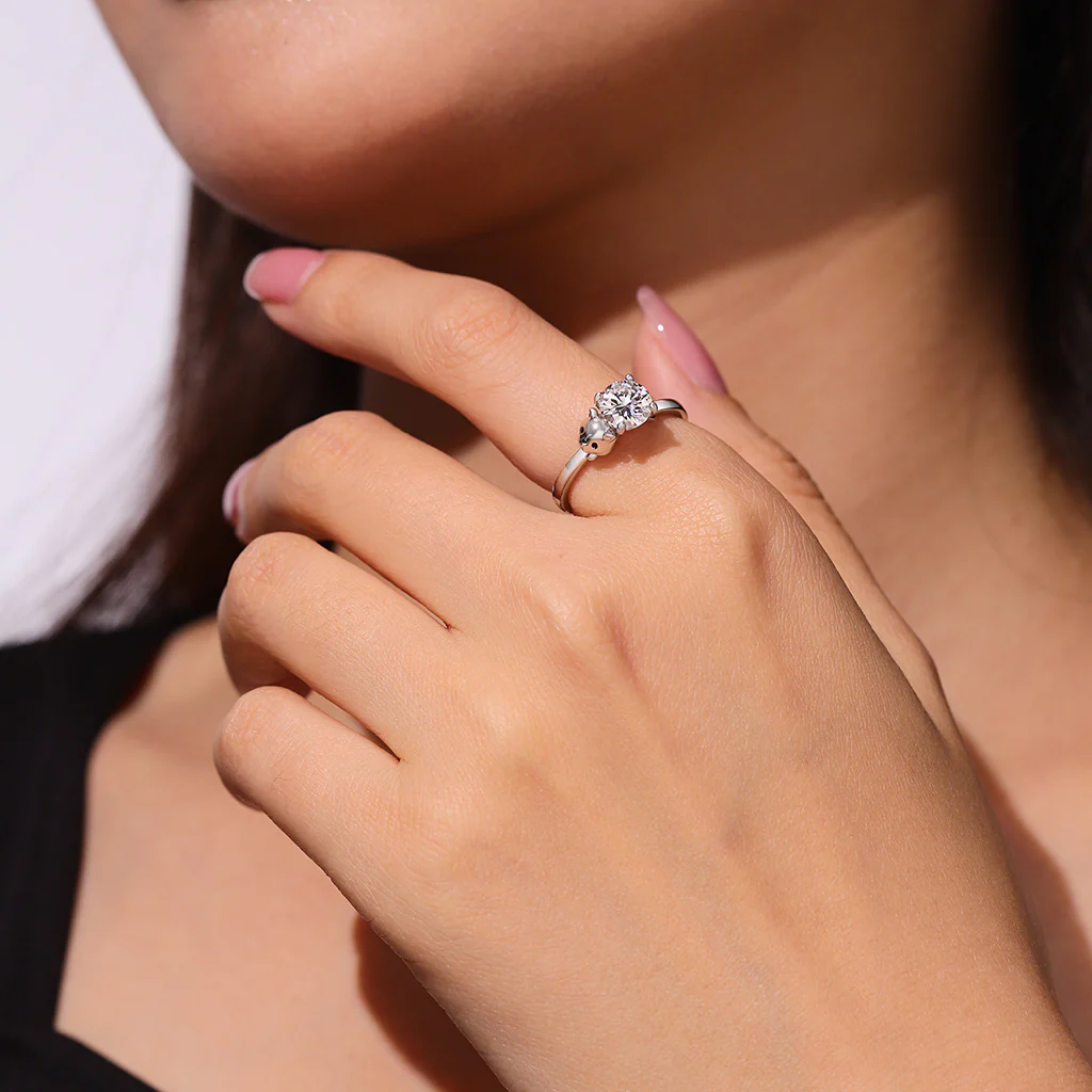 Gnoce Hamster Embraces Moissanite Ring Platinum-plated Silver Blend - Image 8