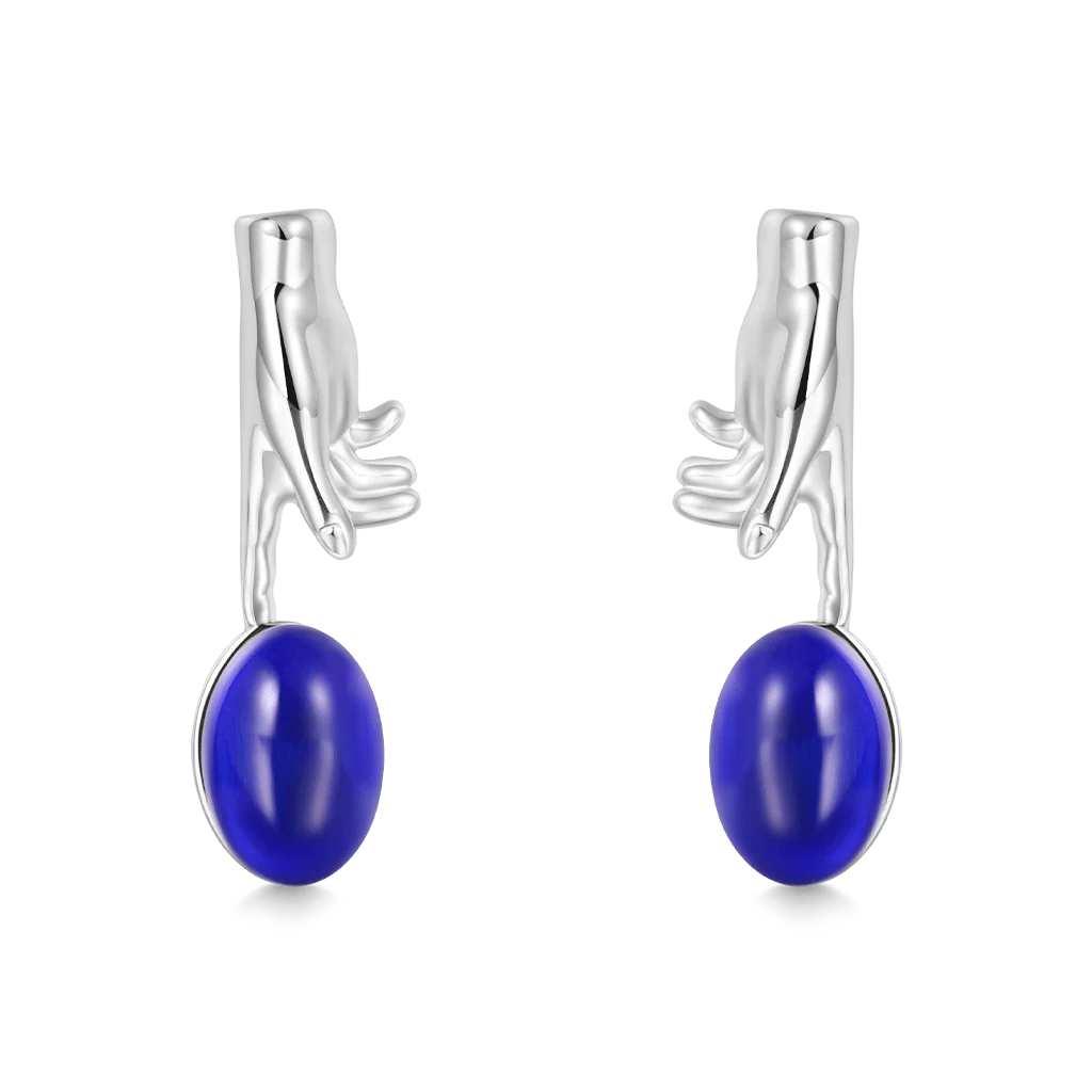 Gnoce Hand of God Mood Stud Earrings Platinum-plated Silver Blend