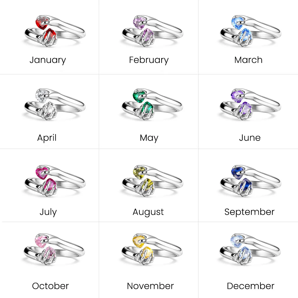 Gnoce Personalized Handheld Heart Birthstone Ring - Image 5
