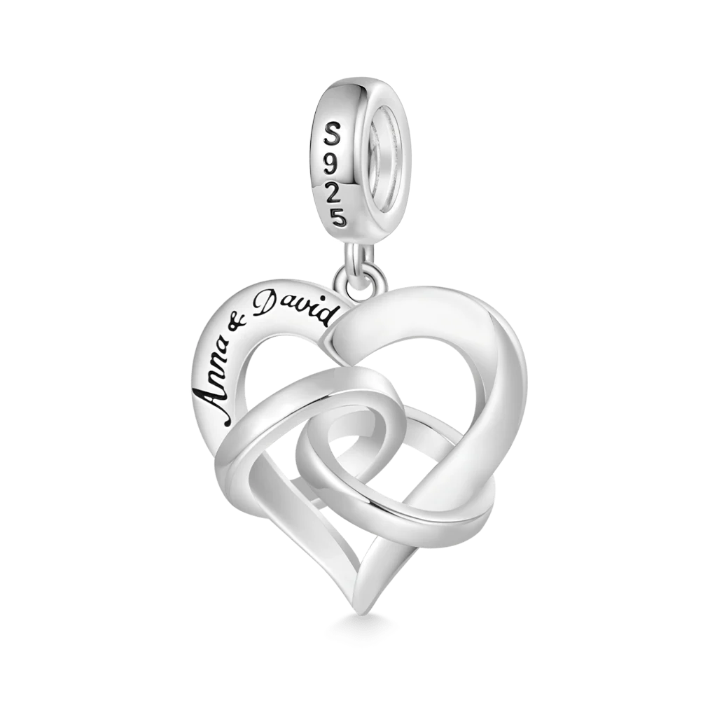 Gnoce Engravable Happy Anniversary Ring Heart Charm Platinum-plated Silver Blend - Image 2