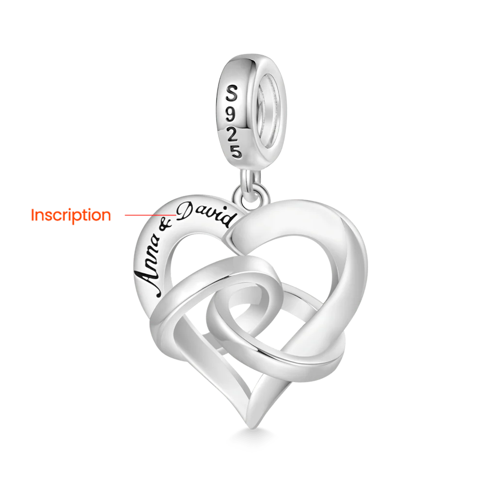 Gnoce Engravable Happy Anniversary Ring Heart Charm Platinum-plated Silver Blend - Image 3