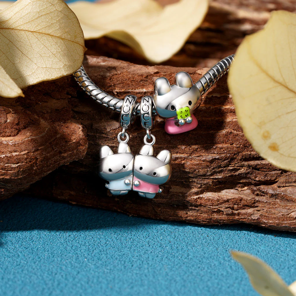 Gnoce Happyyu Bunny-Gumi Charm Platinum-plated Silver Blend - Image 3