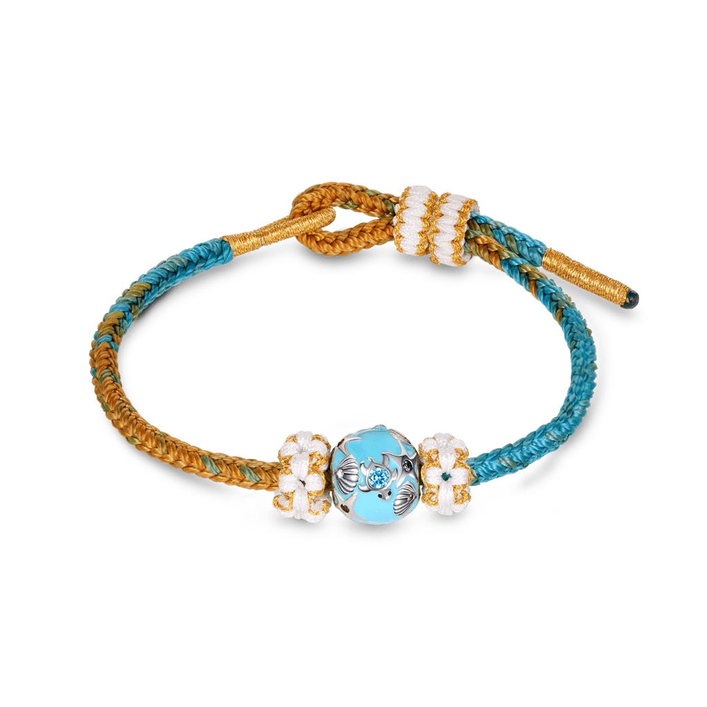 Gnoce Lucky Peach Blossom Hand-woven Bracelet with Sea World Charm