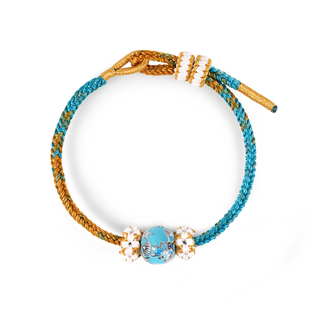 Gnoce Lucky Peach Blossom Hand-woven Bracelet with Sea World Charm - Image 2