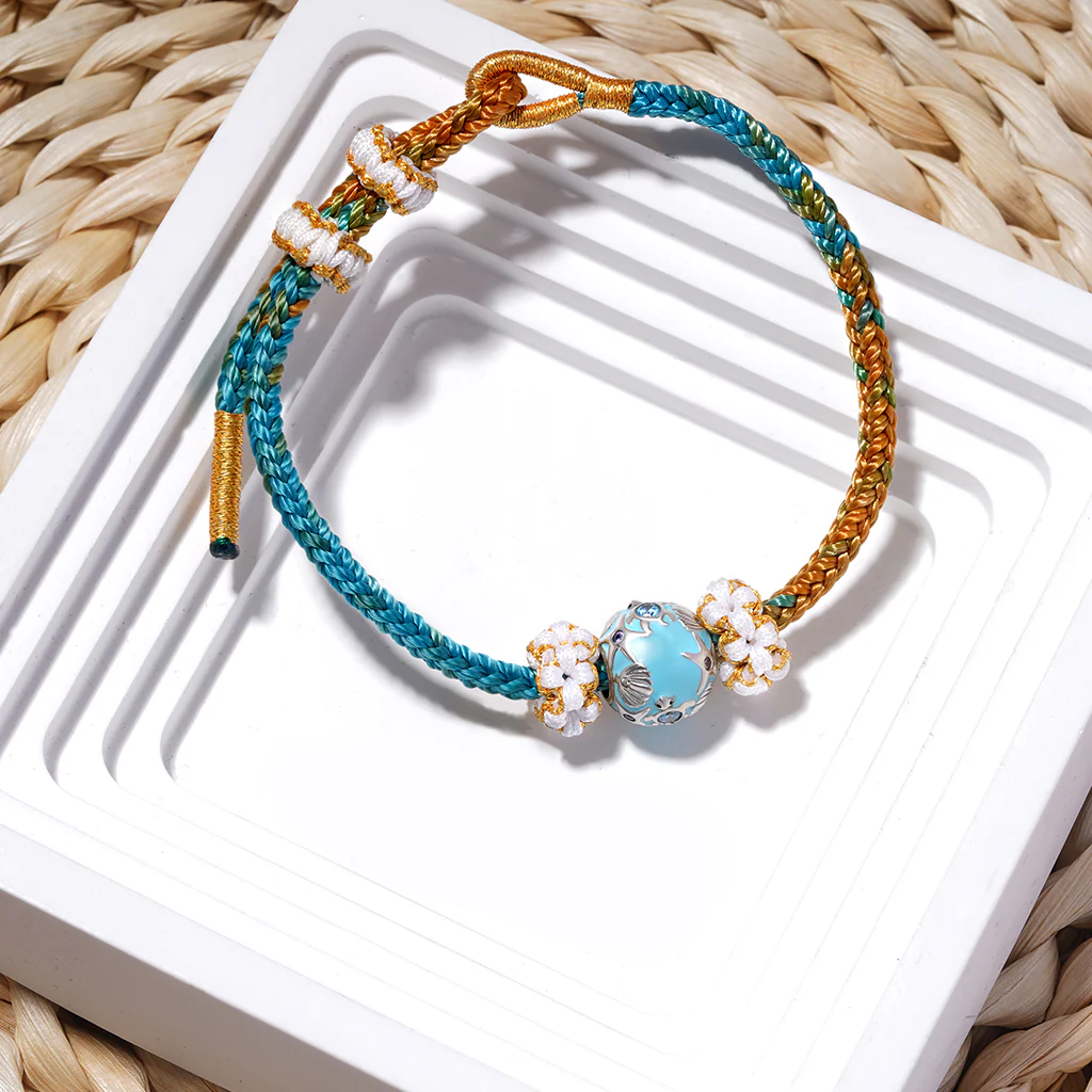 Gnoce Lucky Peach Blossom Hand-woven Bracelet with Sea World Charm - Image 3