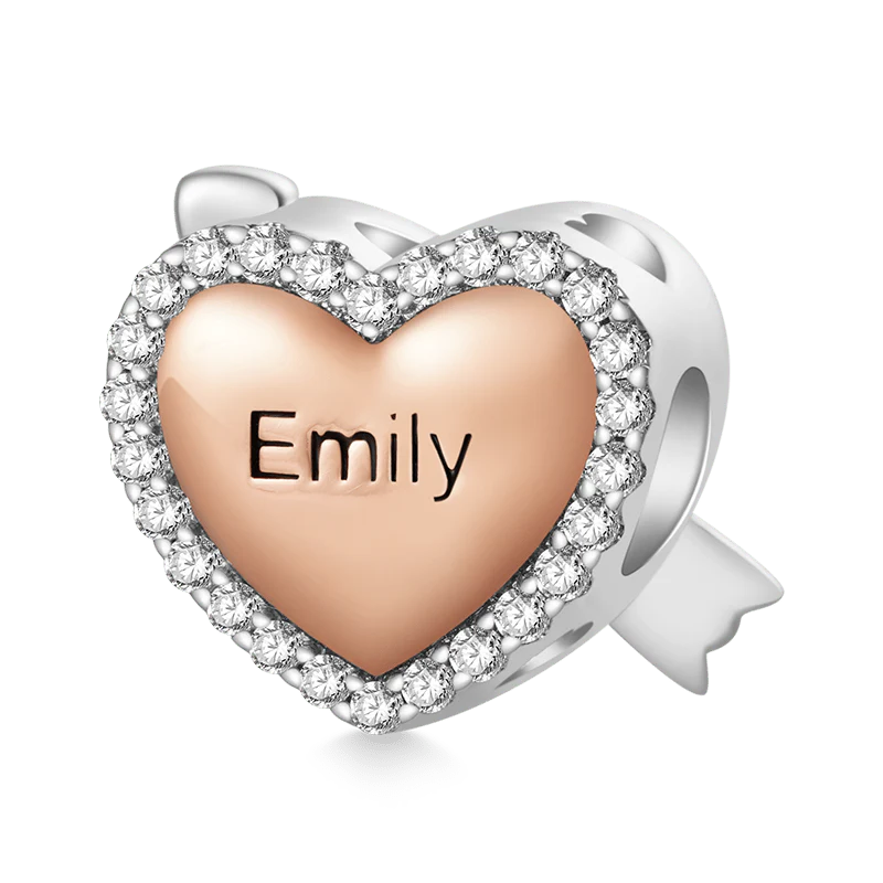 Gnoce Arrow Heart Engravable Charm Platinum-plated Silver Blend - Image 2