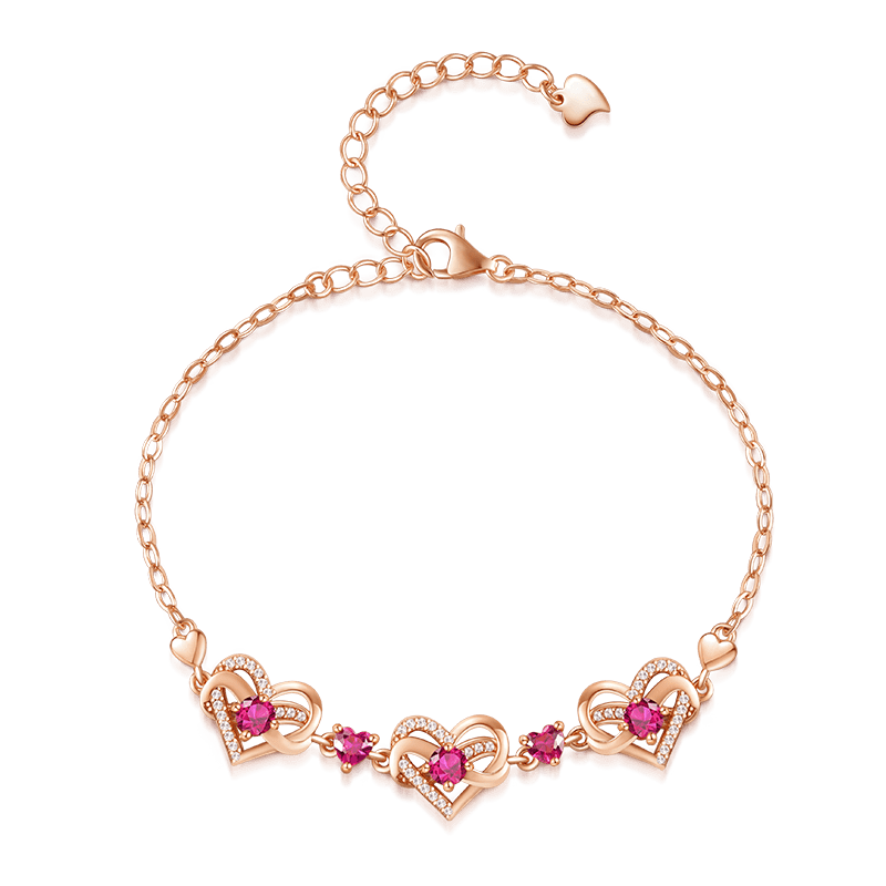 Gnoce Rose Gold Infinite Love Heart Birthstone Bracelet