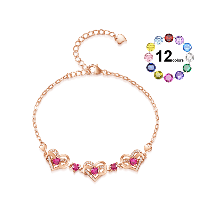 Gnoce Rose Gold Infinite Love Heart Birthstone Bracelet - Image 2