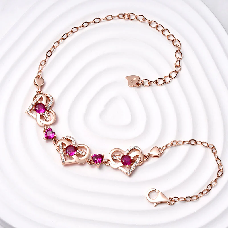 Gnoce Rose Gold Infinite Love Heart Birthstone Bracelet - Image 3