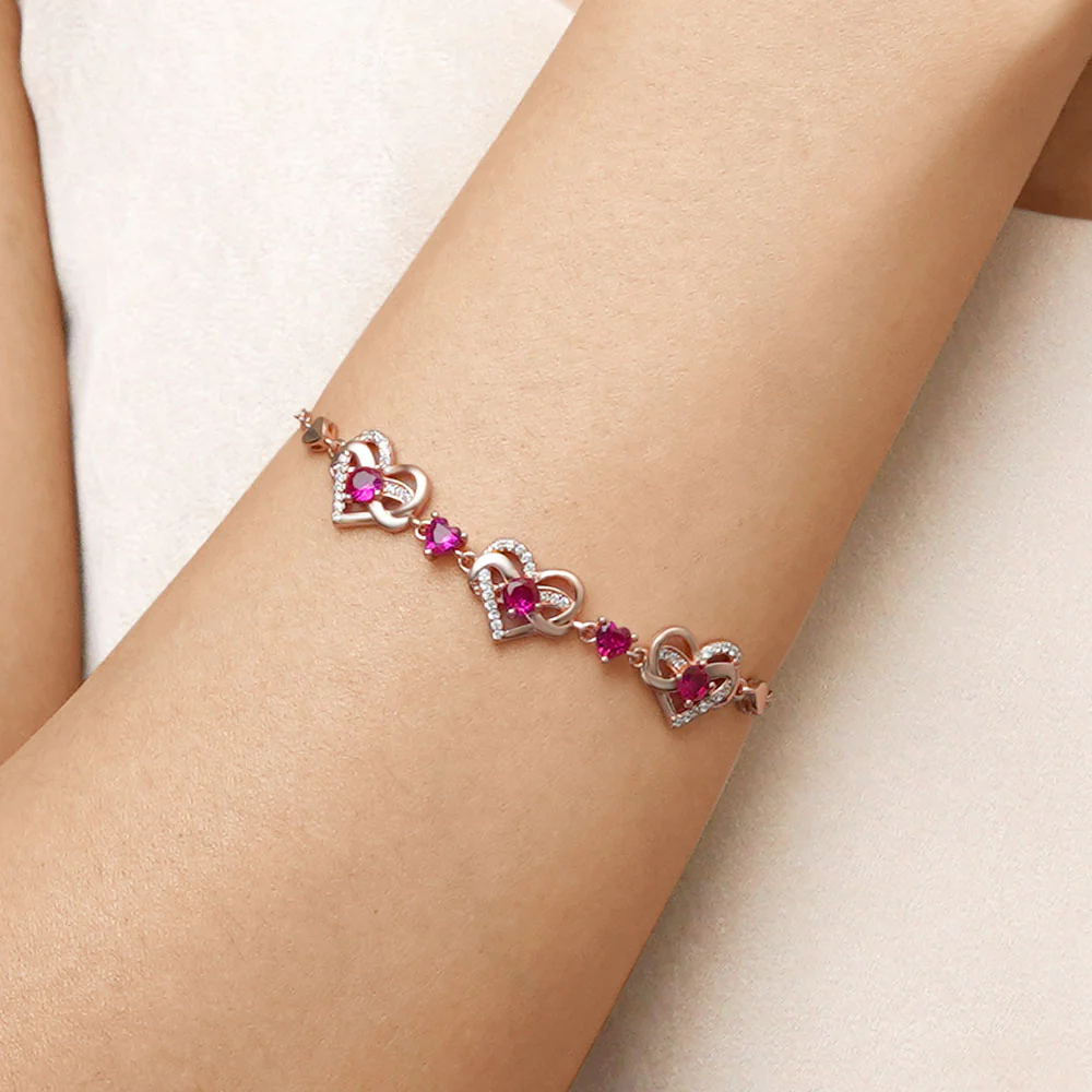 Gnoce Rose Gold Infinite Love Heart Birthstone Bracelet - Image 5