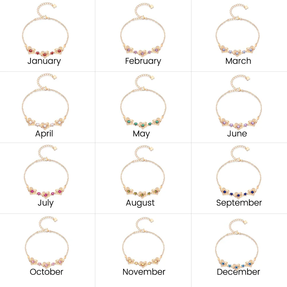 Gnoce Rose Gold Infinite Love Heart Birthstone Bracelet - Image 6