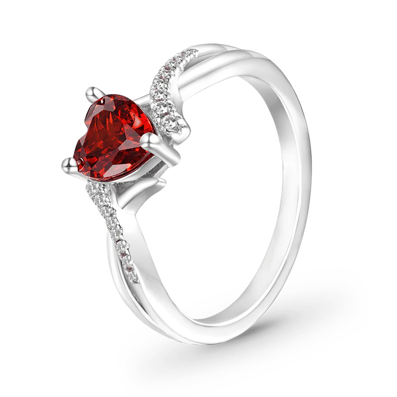 Gnoce Sparkling Birthstone Heart Ring - Image 3