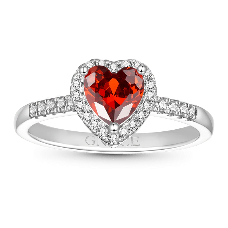 Gnoce Sparking Heart-shaped Birthstone Ring - Image 2