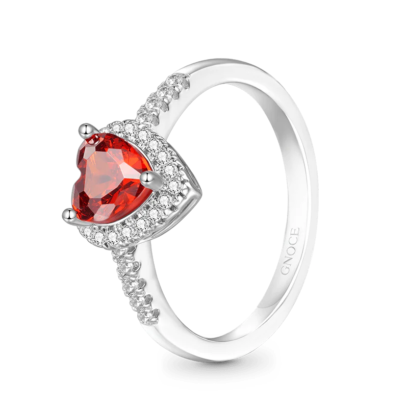Gnoce Sparking Heart-shaped Birthstone Ring - Image 3