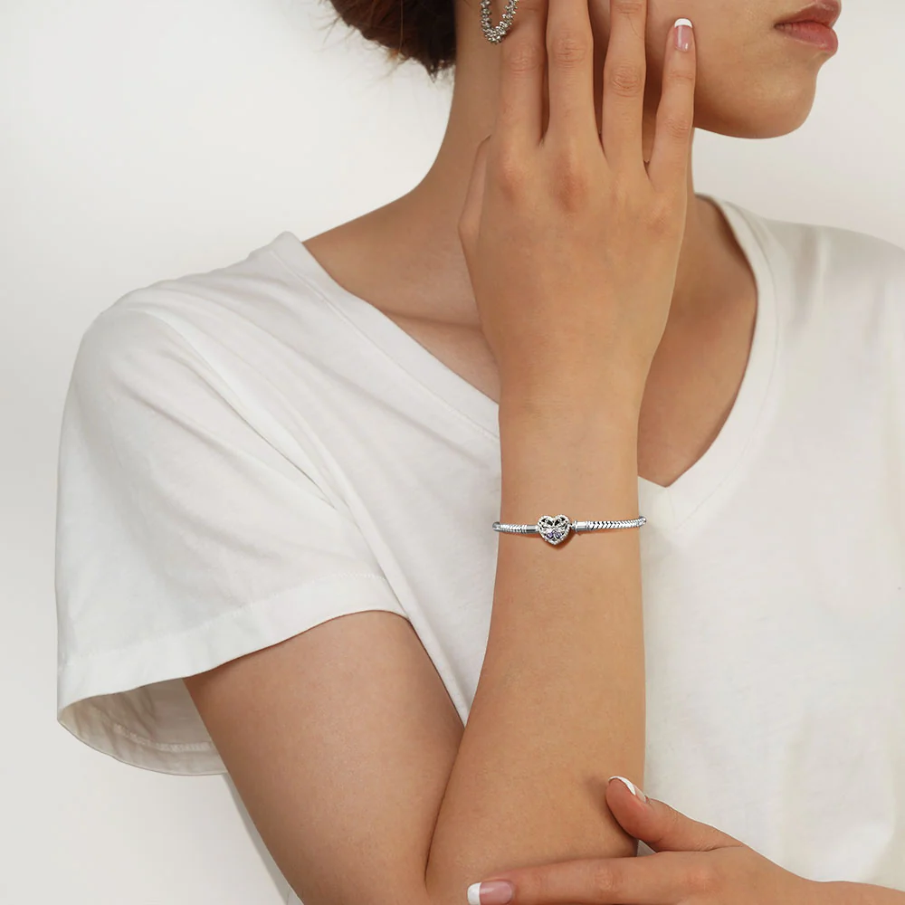 Gnoce Heart Butterfly Engravable Snake Chain Bracelet - Image 4