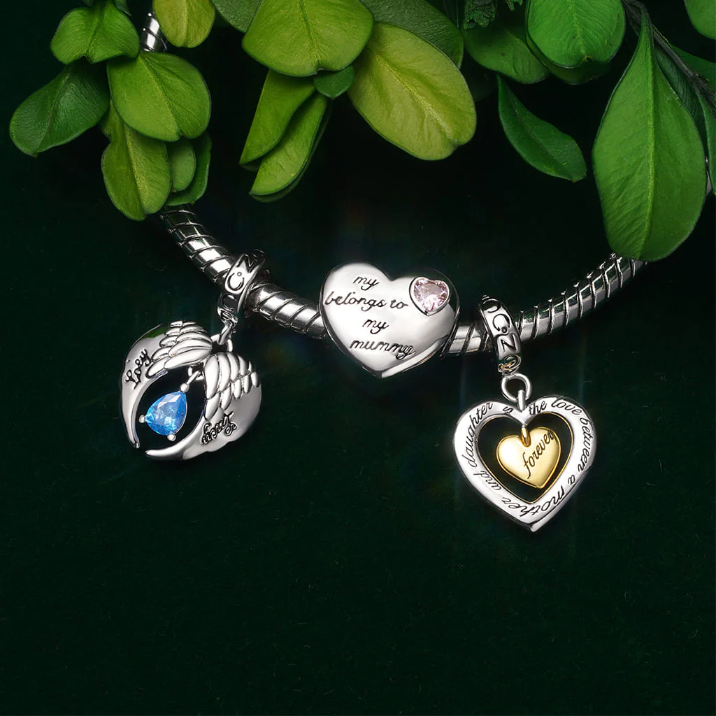 Gnoce Heart Charm Platinum-plated Silver Blend - Image 3