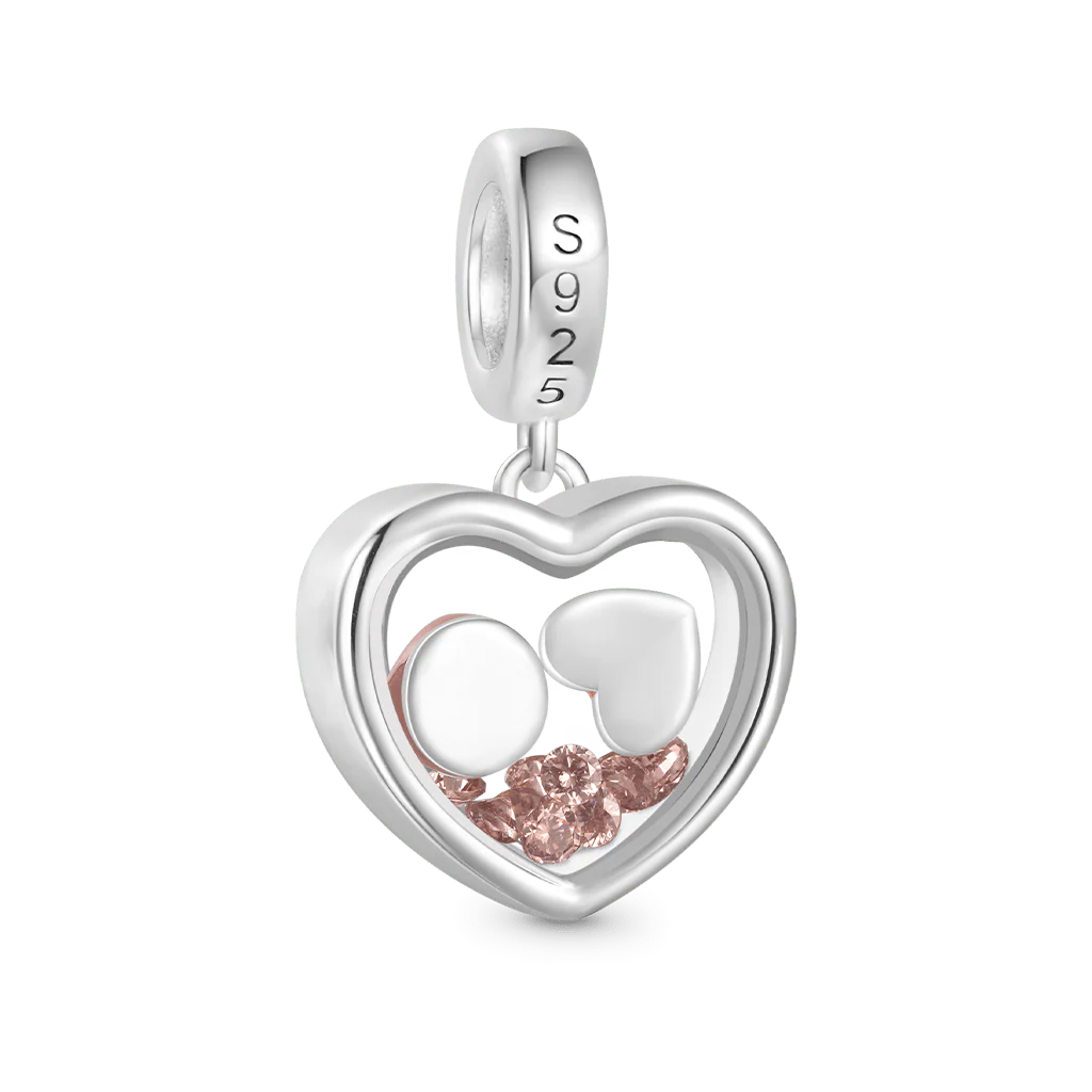 Gnoce Heart Transparent Chocolate Charm Platinum-plated Silver Blend - Image 2