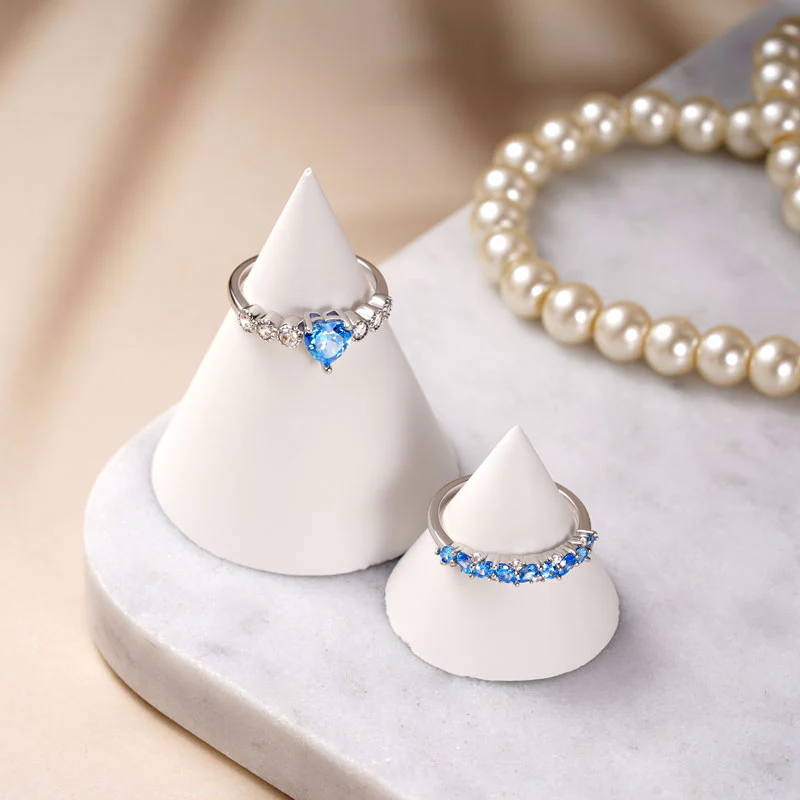 Gnoce Heart Cut Stackable Ring Set Platinum-plated Silver Blend - Image 3
