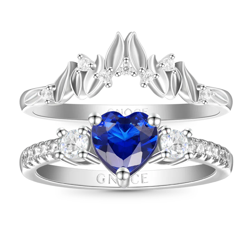 Gnoce Crown Stackable Ring Set Platinum-plated Silver Blend