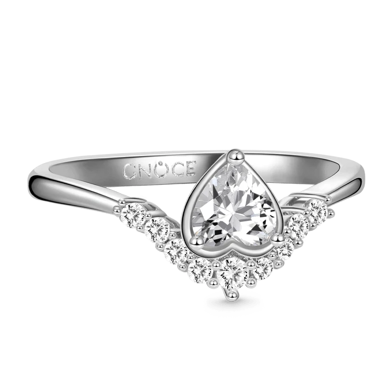 Gnoce Vintage Heart Cut V Shape Ring Platinum-plated Silver Blend - Image 3