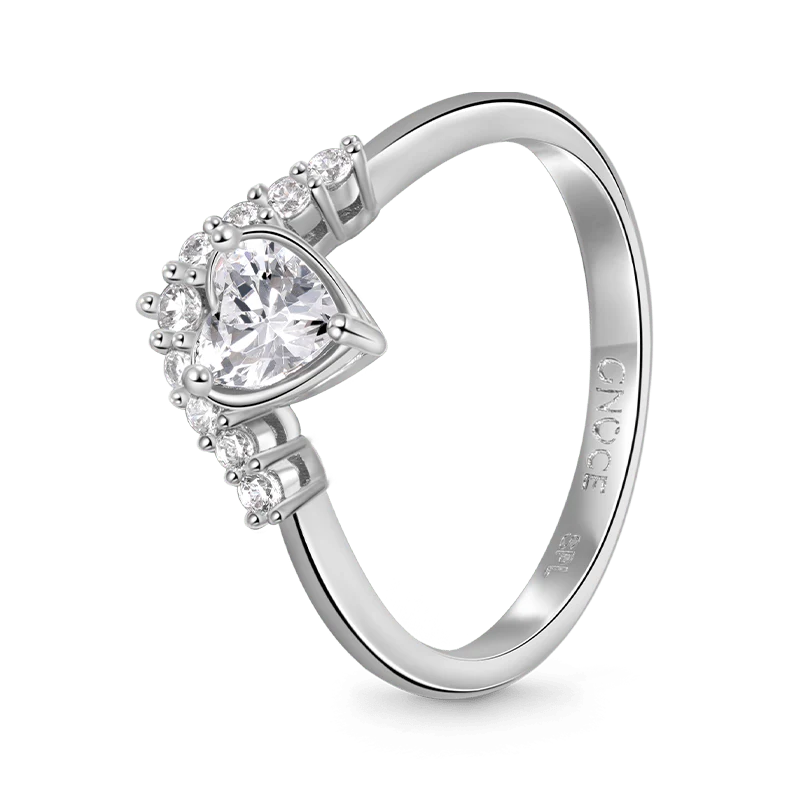 Gnoce Vintage Heart Cut V Shape Ring Platinum-plated Silver Blend - Image 4
