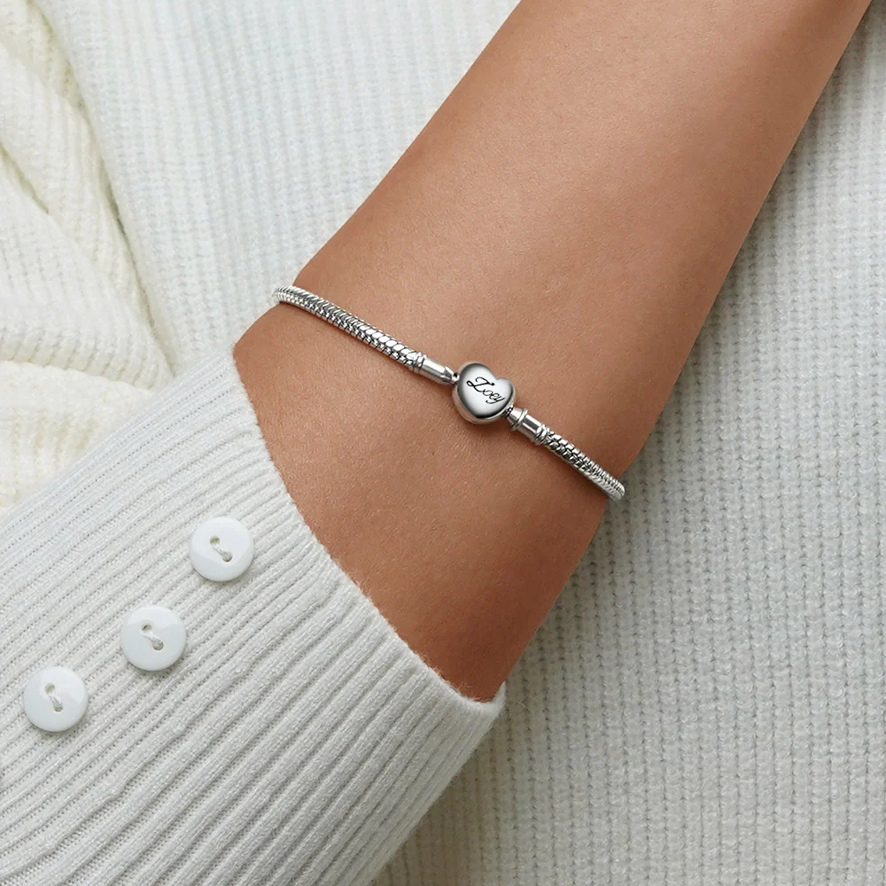 Gnoce Heart Engravable Basic Snake Chain Bracelet - Image 5