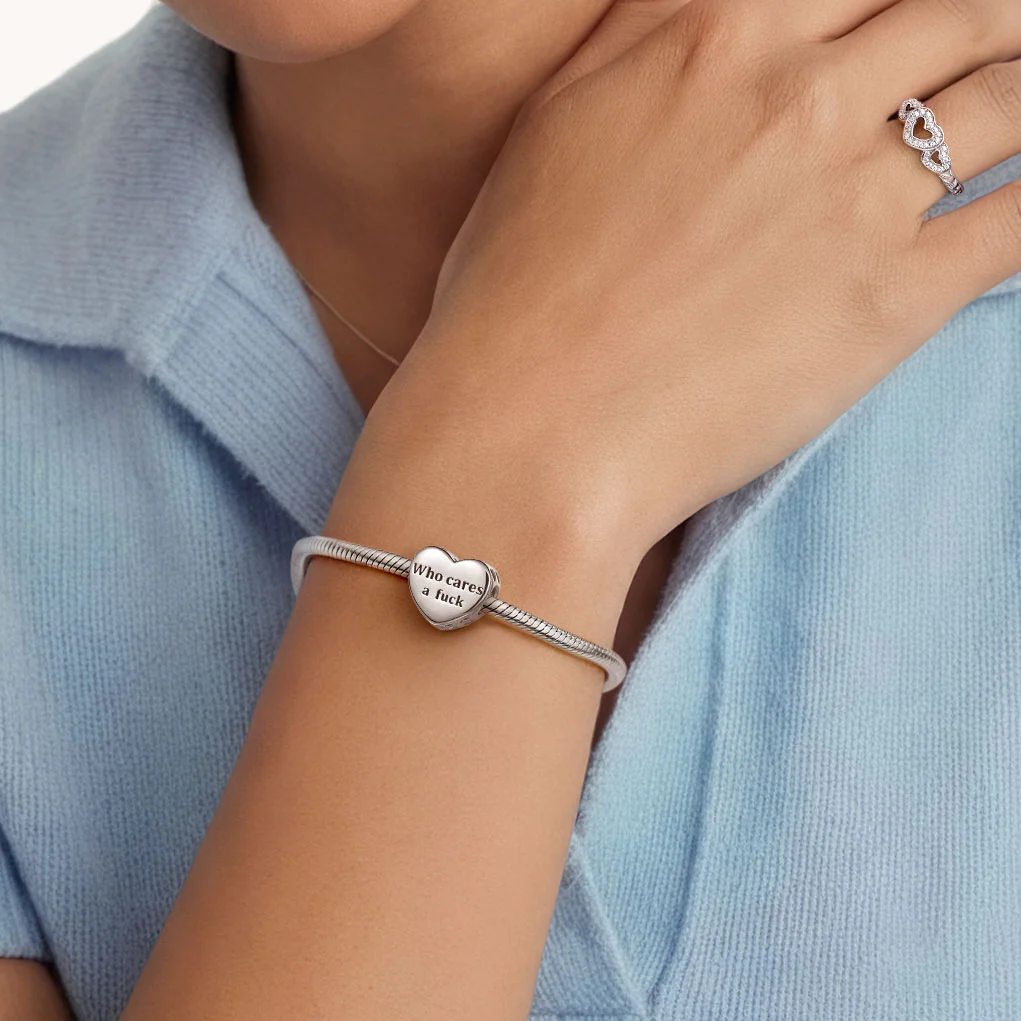 Gnoce Heart Engravable Charm Platinum-plated Silver Blend - Image 2