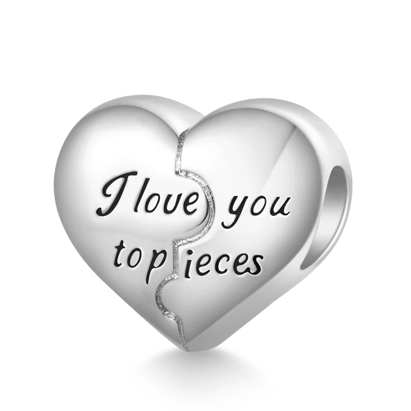 Gnoce Heart Engravable Charm Platinum-plated Silver Blend