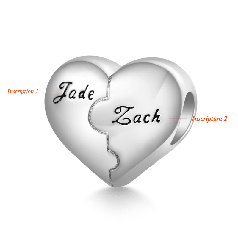 Gnoce Heart Engravable Charm Platinum-plated Silver Blend - Image 2