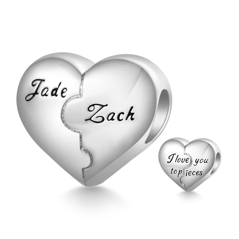 Gnoce Heart Engravable Charm Platinum-plated Silver Blend - Image 3
