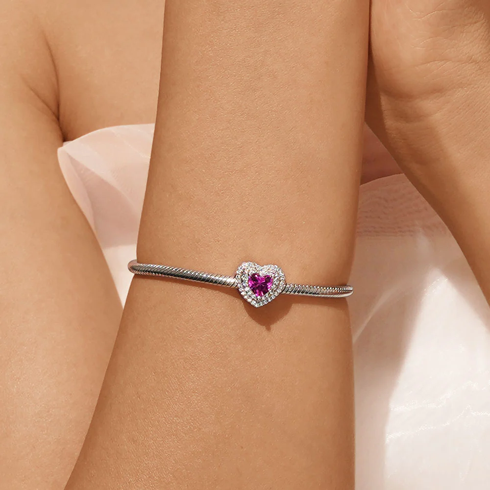 Gnoce Heart Birthstone Engravable Name Charm Platinum-plated Silver Blend - Image 5