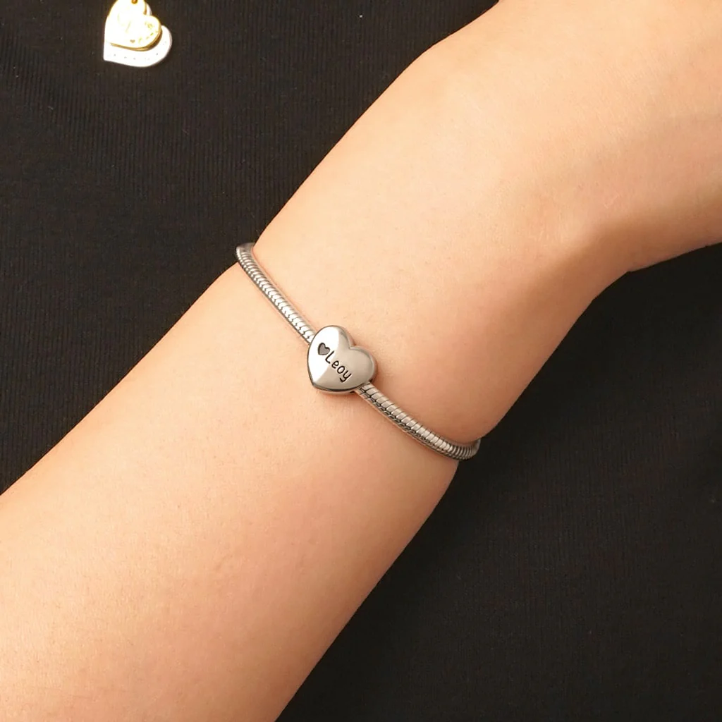 Gnoce Heart Engravable Charm Platinum-plated Silver Blend - Image 6