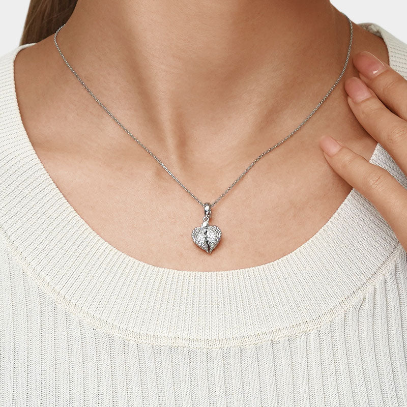 Gnoce Angel Wings Heart Engravable Charm Platinum-plated Silver Blend - Image 4